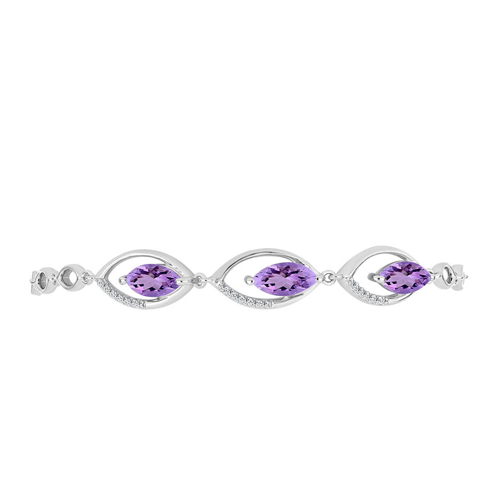 Silberarmband mit Rose De France Amethyst und weißem Topas
