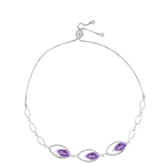 Silberarmband mit Rose De France Amethyst und weißem Topas