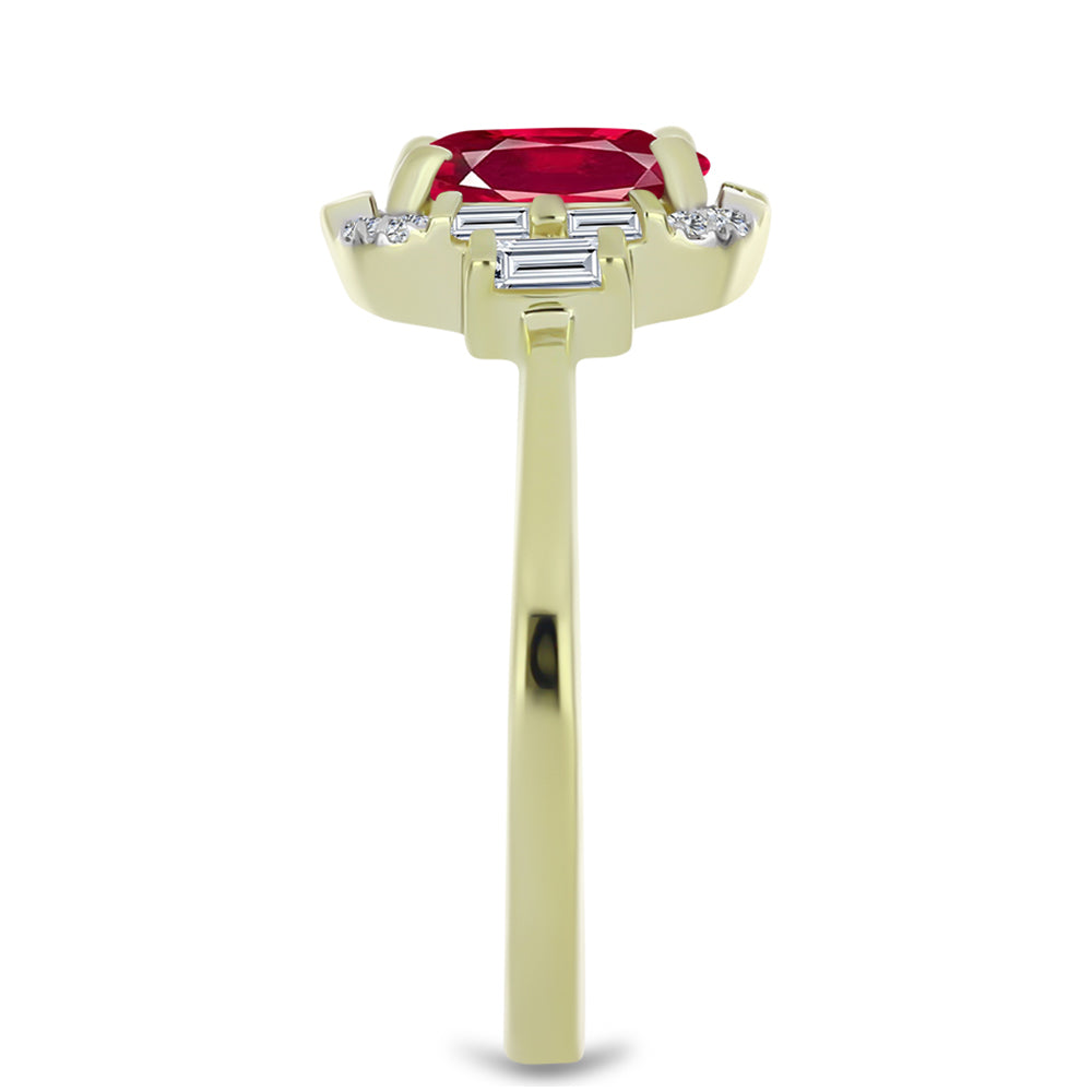 Goldplattierter Silberring mit Rubin aus Madagaskar und weißem Zirkon