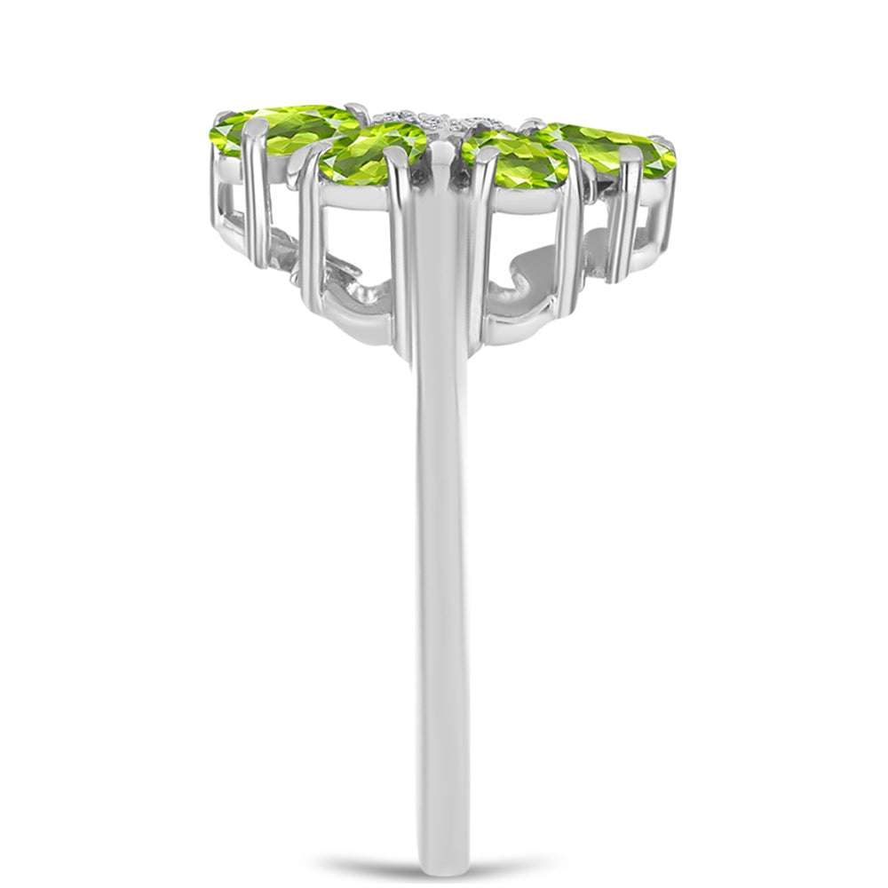 Silberring mit Peridot aus Changbai und weißem Topas