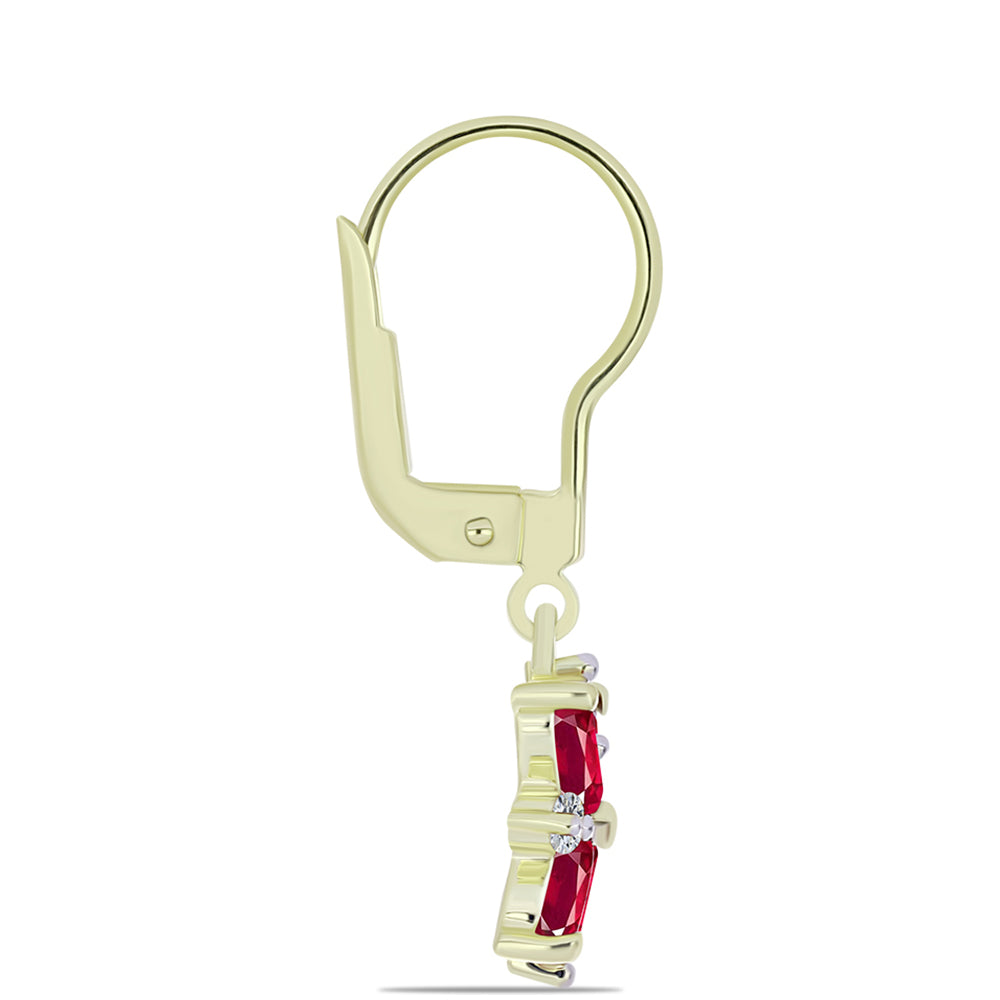 Goldplattierte Silberohrringe mit Rubin aus Madagaskar und weißem Topas