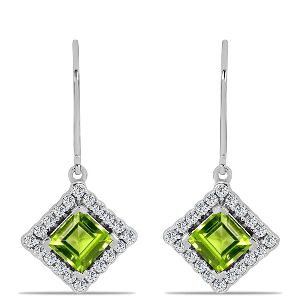 Silberohrringe mit Peridot aus Changbai und weißem Topas