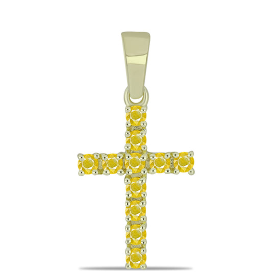 Goldplattierter Silberanhänger mit gelbem Rosebery Saphir