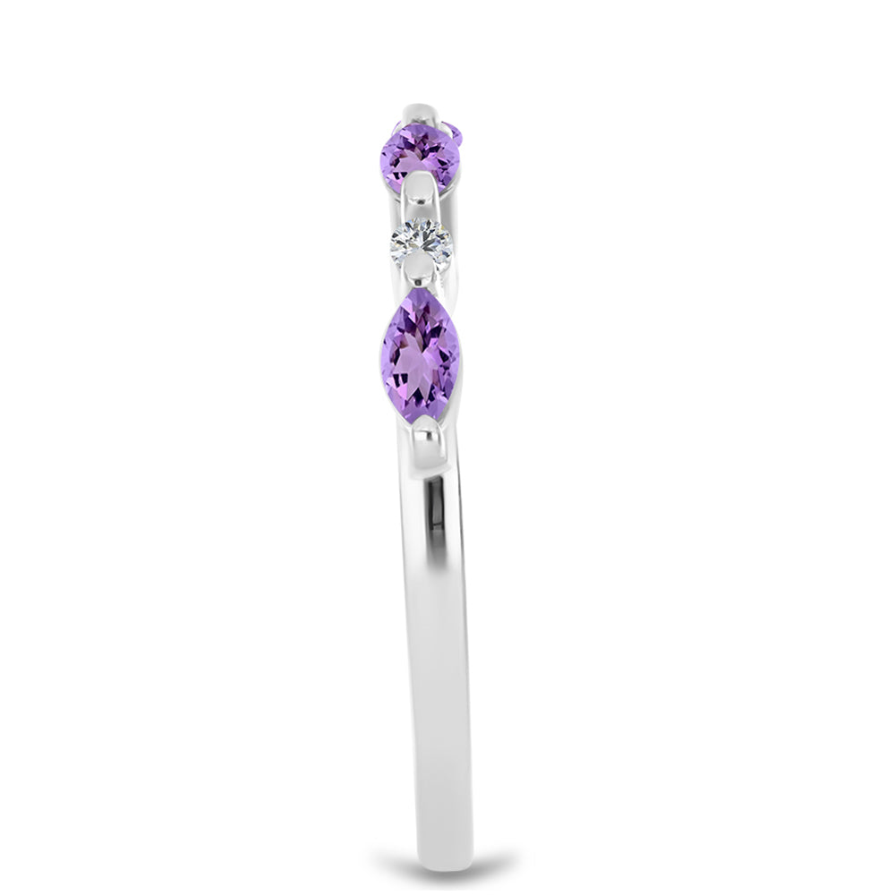 Silberring mit Rose De France Amethyst und weißem Topas