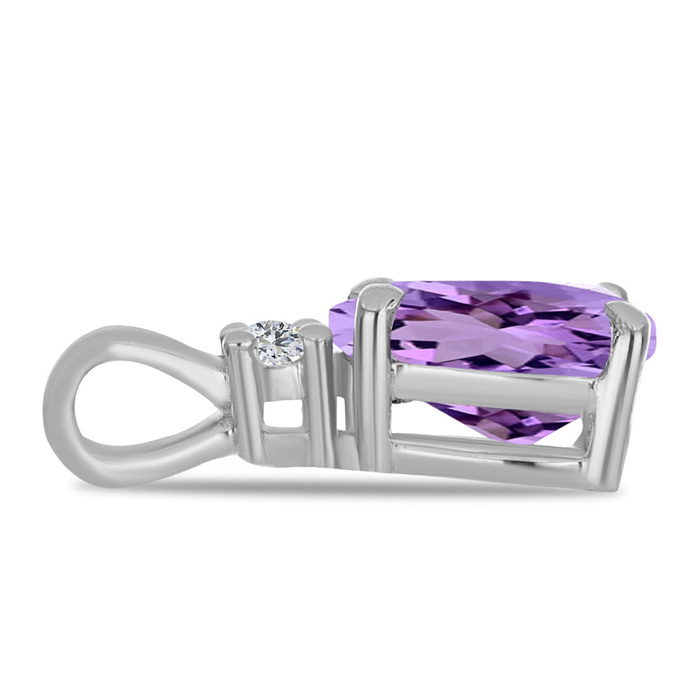 Silberanhänger mit Rose De France Amethyst und weißem Topas