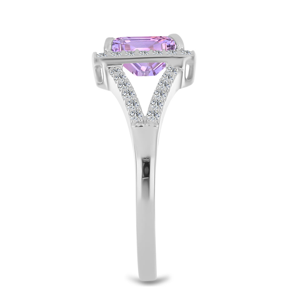 Silberring mit Rose De France Amethyst und weißem Topas