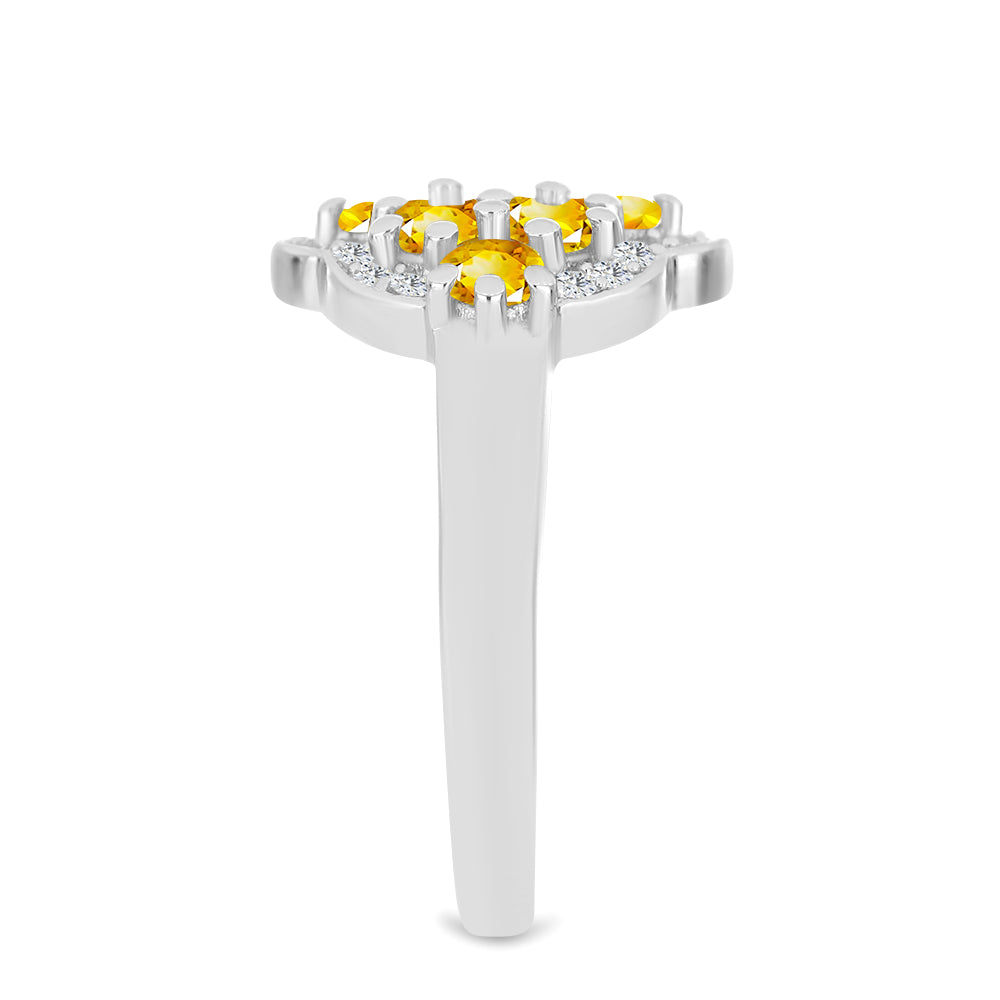 Silberring mit Zitrin aus dem Ural und weißem Topas