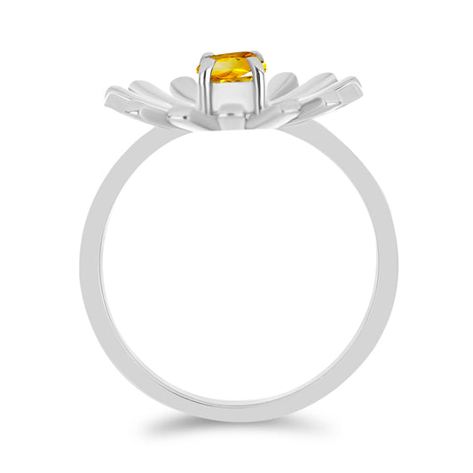 Silberring mit Zitrin aus dem Ural