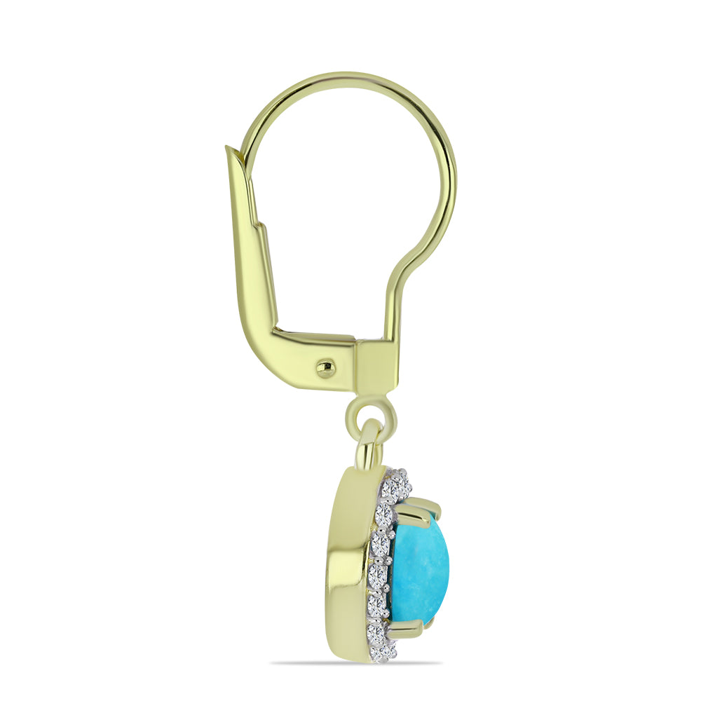 Goldplattierte Silberohrringe mit Dornröschen Türkis und weißem Topas