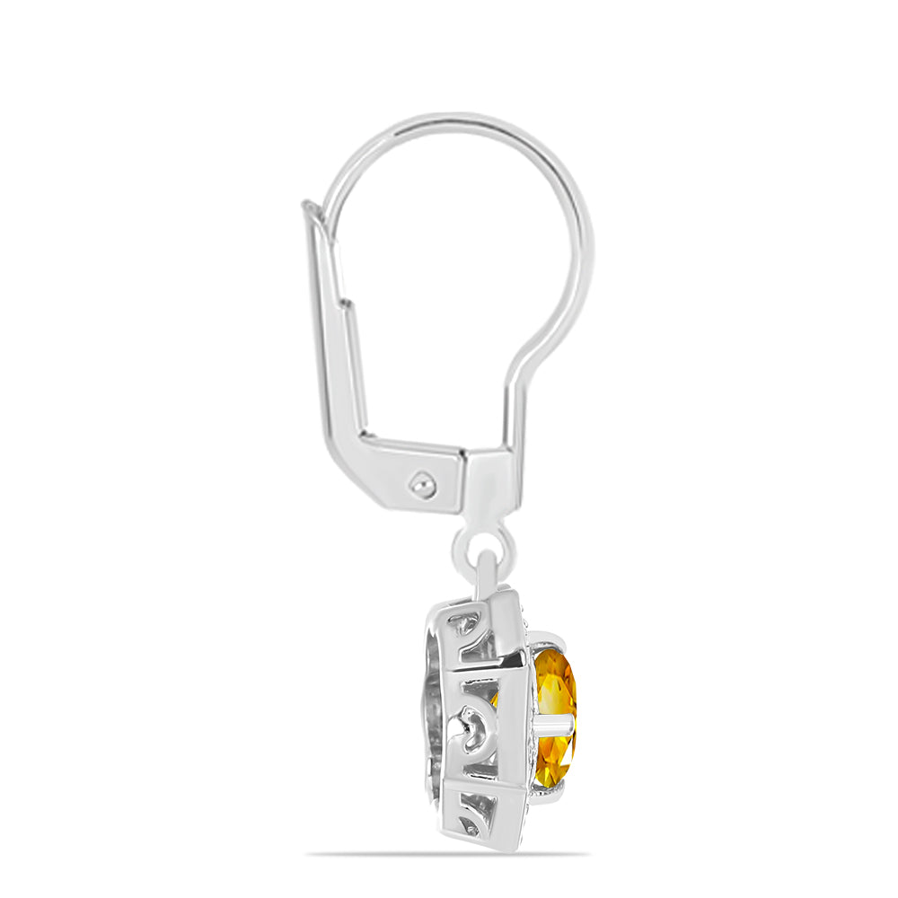 Silberohrringe mit Zitrin aus dem Ural und weißem Topas