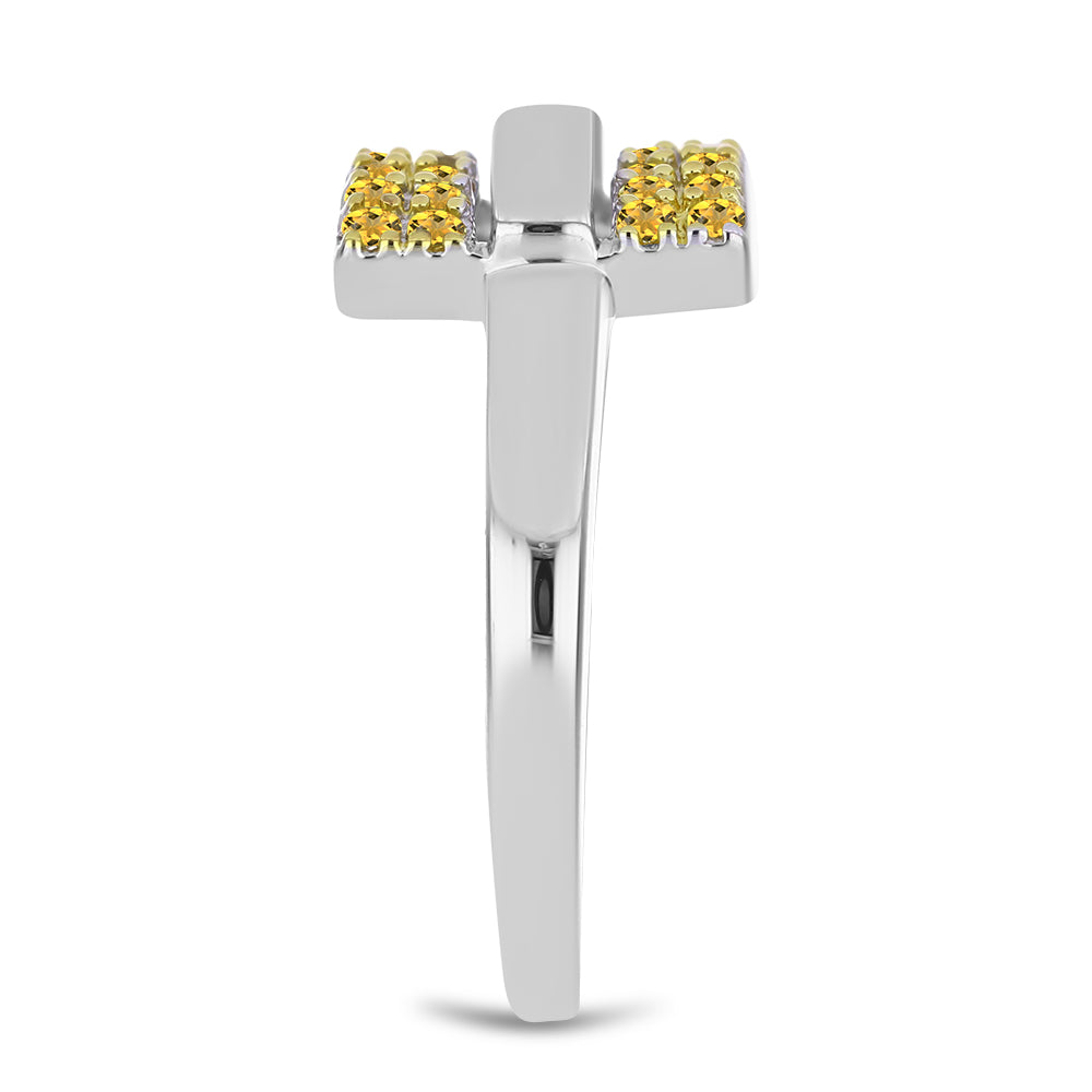 Goldplattierter Silberring mit Zitrin aus dem Ural