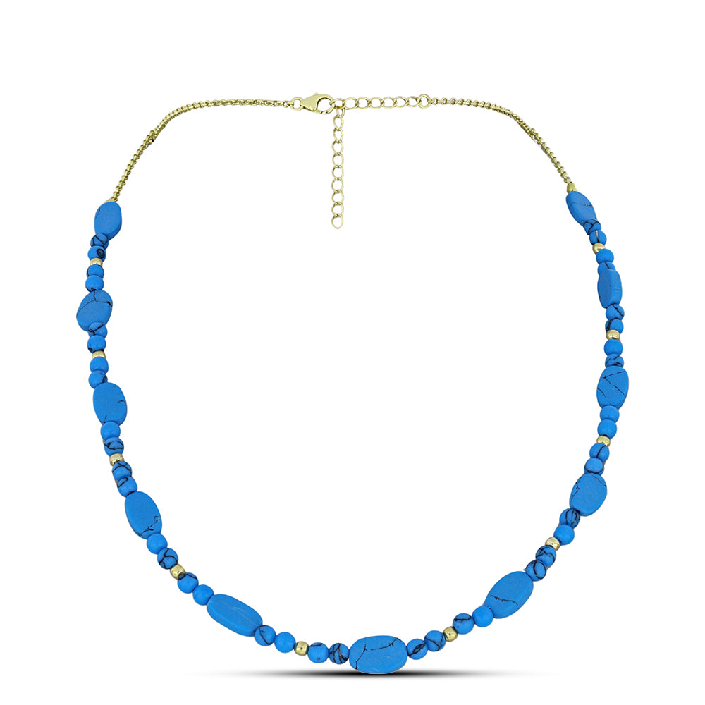 Goldplattierte Silberhalskette mit Dornröschen Türkis