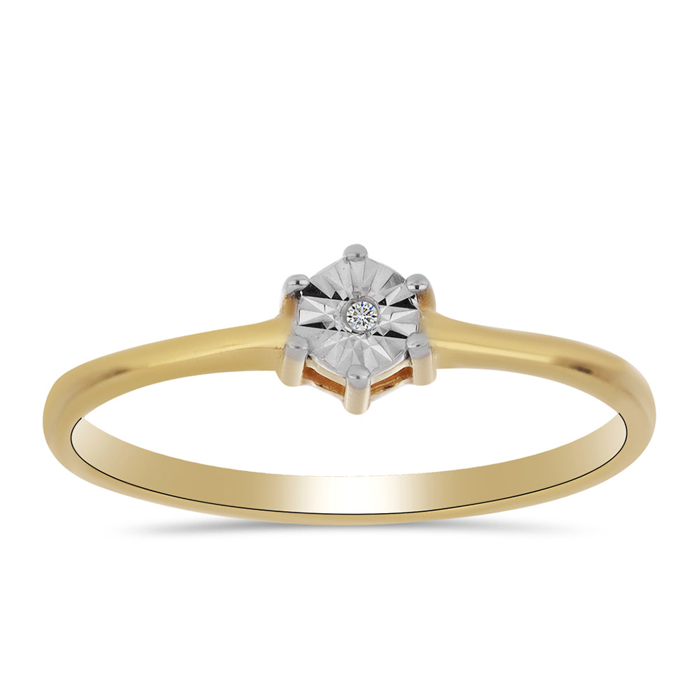 Goldplattierter Silberring mit weißem Diamant
