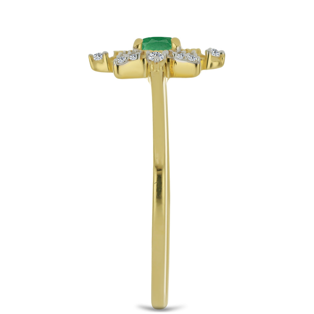 Goldplattierter Silberring mit brasilianischem Smaragd und weißem Zirkon