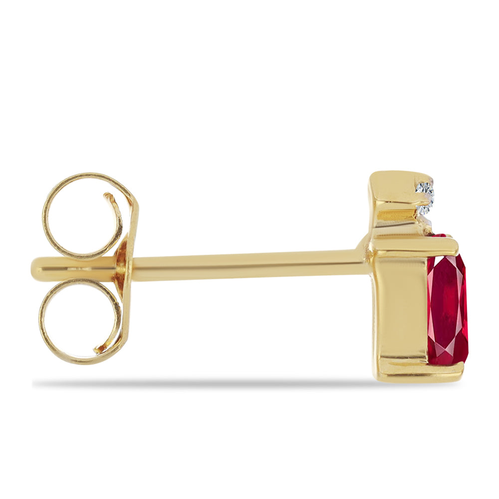 Goldplattierte Silberohrringe mit Rubin aus Madagaskar und weißem Zirkon