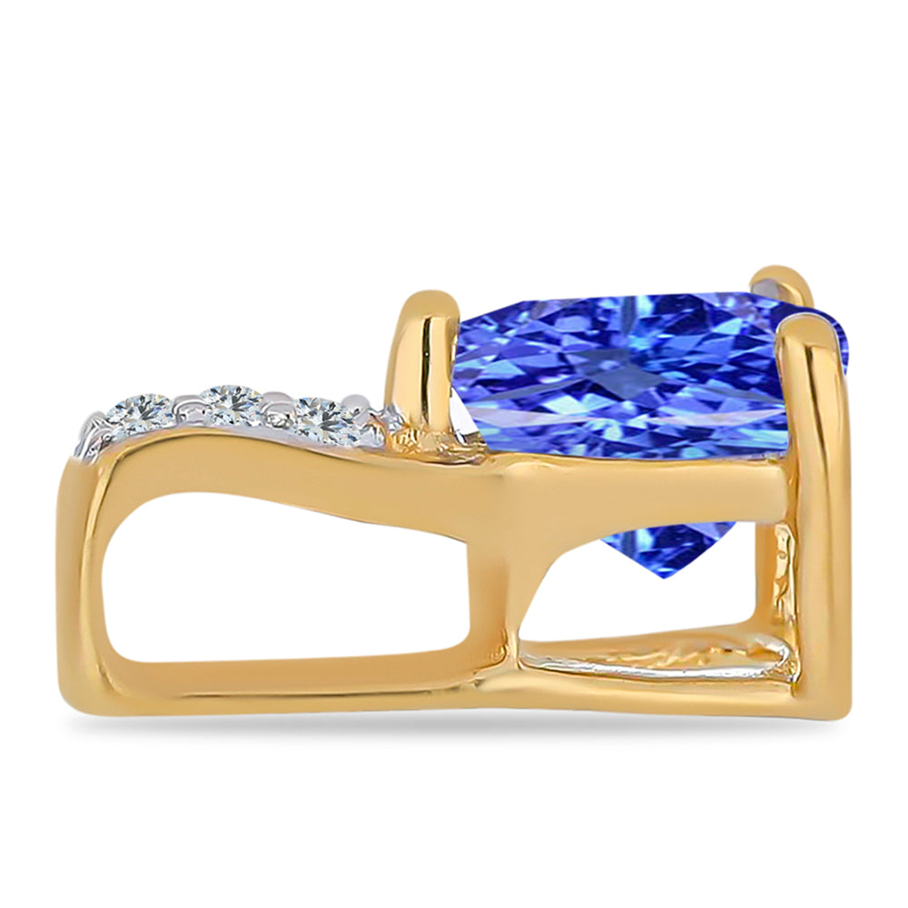 Goldplattierter Silberanhänger mit Tansanit und weißem Zirkon
