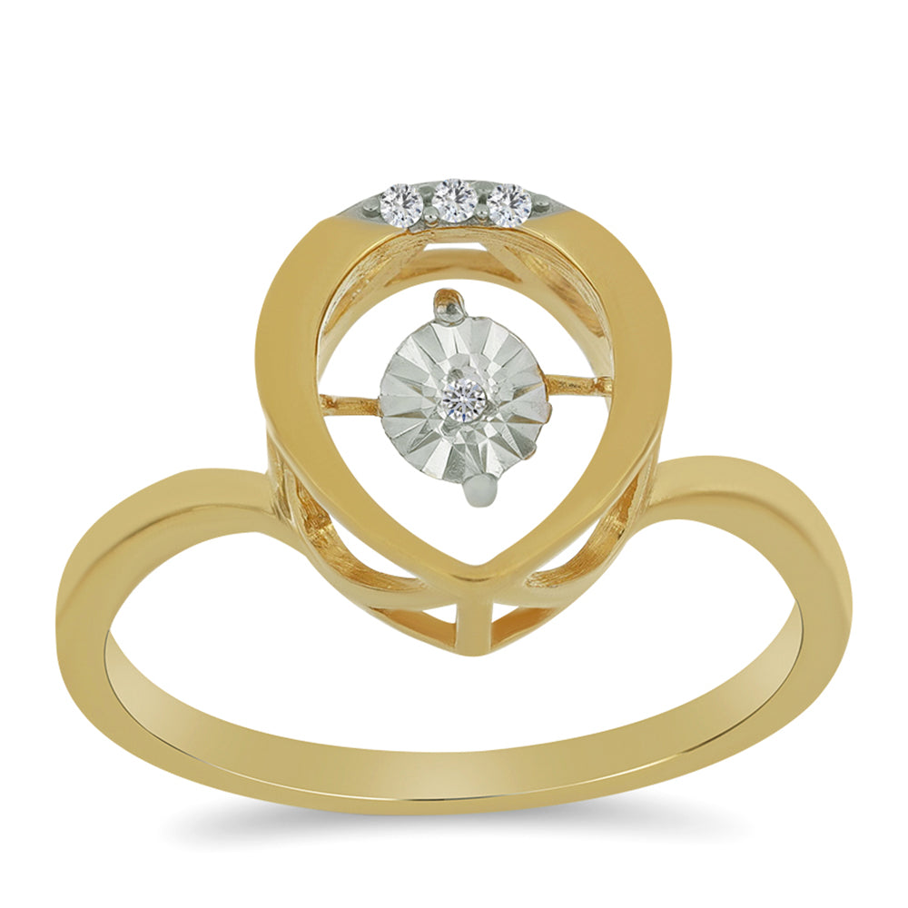 Goldplattierter Silberring mit weißem Diamant und weißem Zirkon