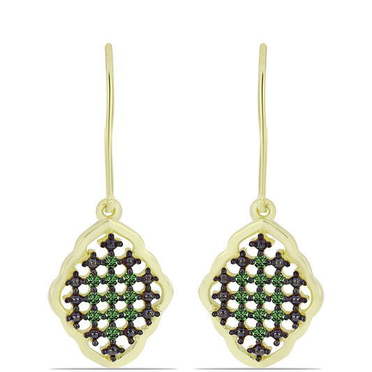 Goldplattierte Silberohrringe mit grünem Diamant