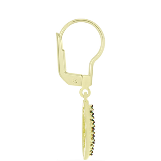 Goldplattierte Silberohrringe mit grünem Diamant