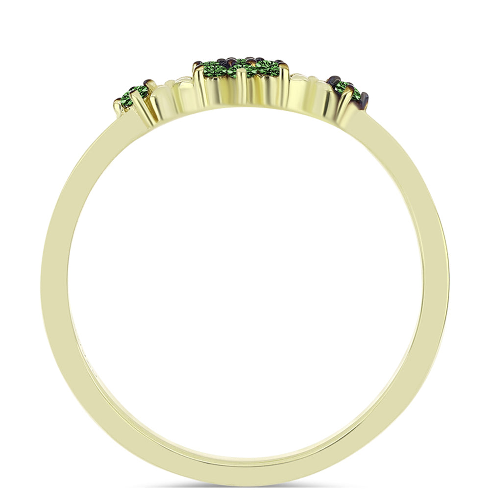 Goldplattierter Silberring mit grünem Diamant