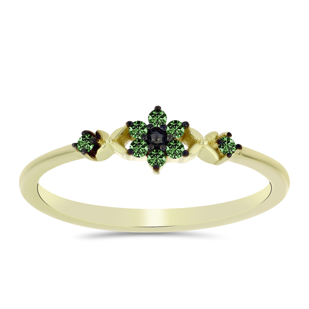 Goldplattierter Silberring mit grünem Diamant