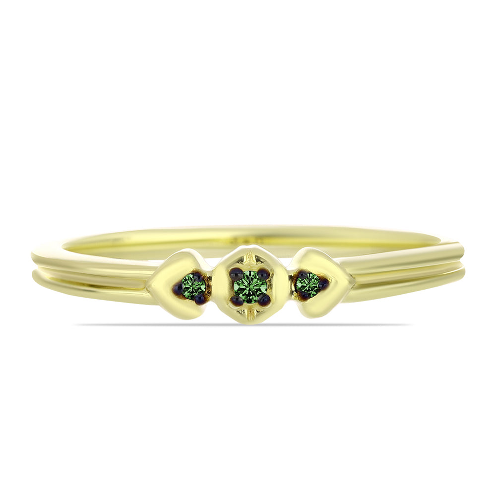 Goldplattierter Silberring mit grünem Diamant