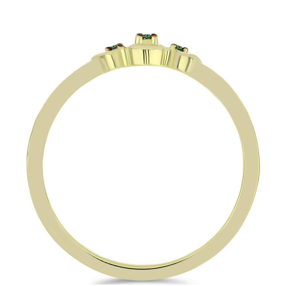 Goldplattierter Silberring mit grünem Diamant