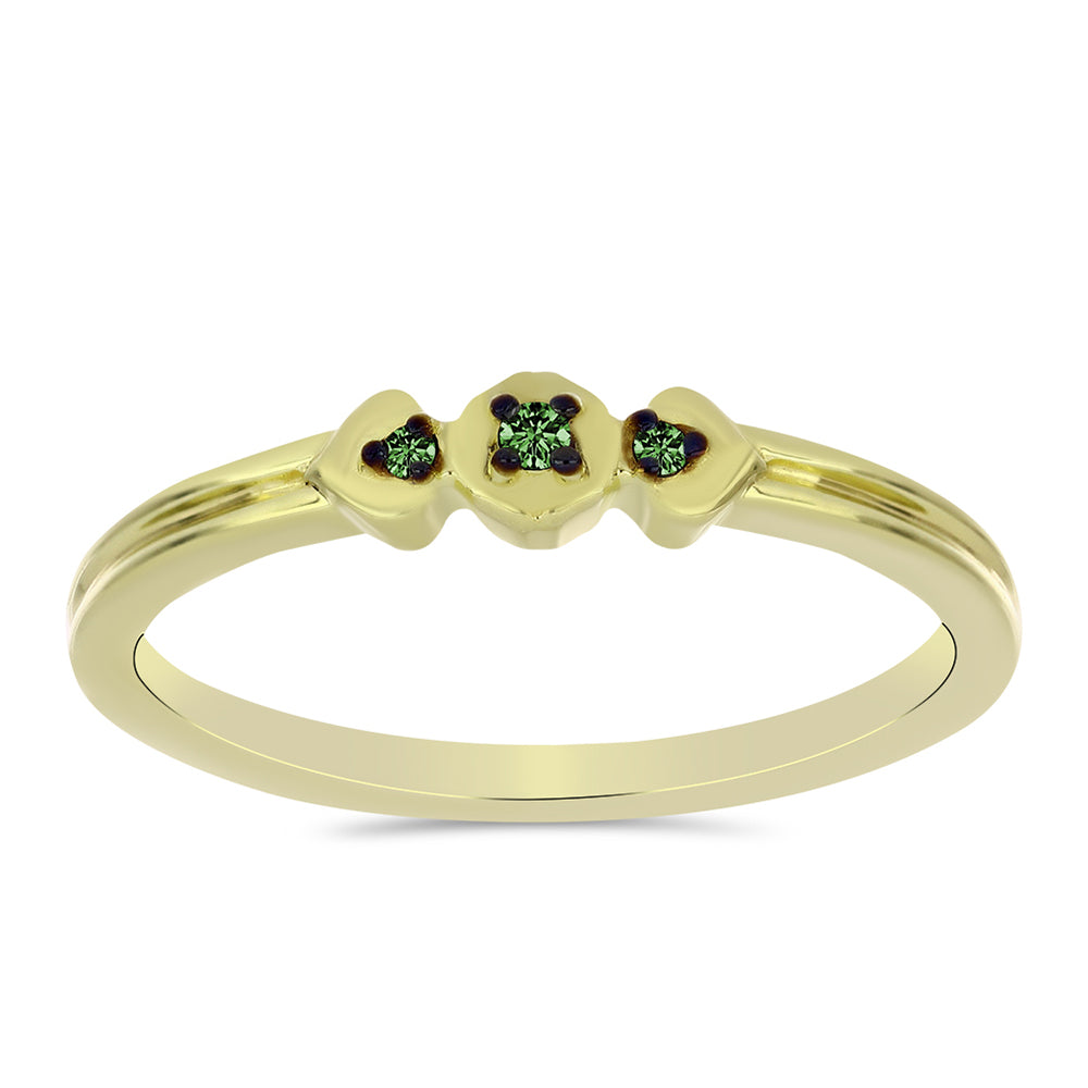 Goldplattierter Silberring mit grünem Diamant