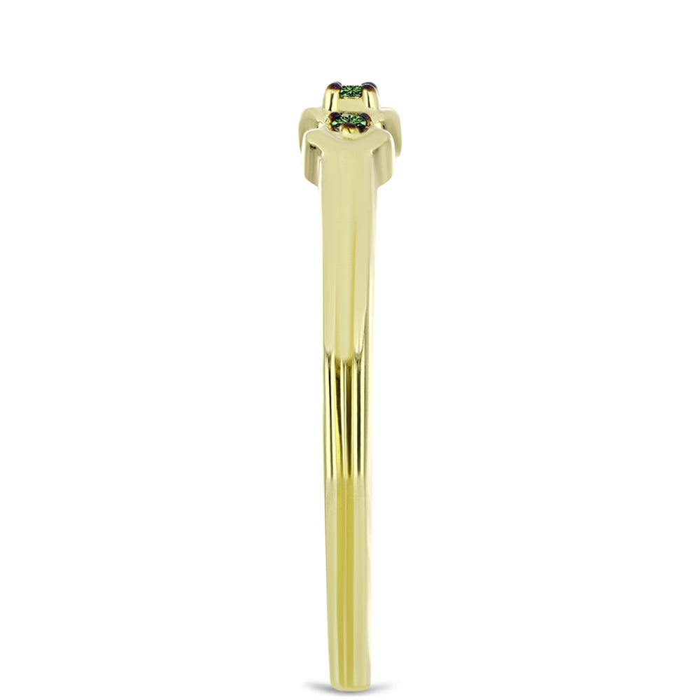 Goldplattierter Silberring mit grünem Diamant