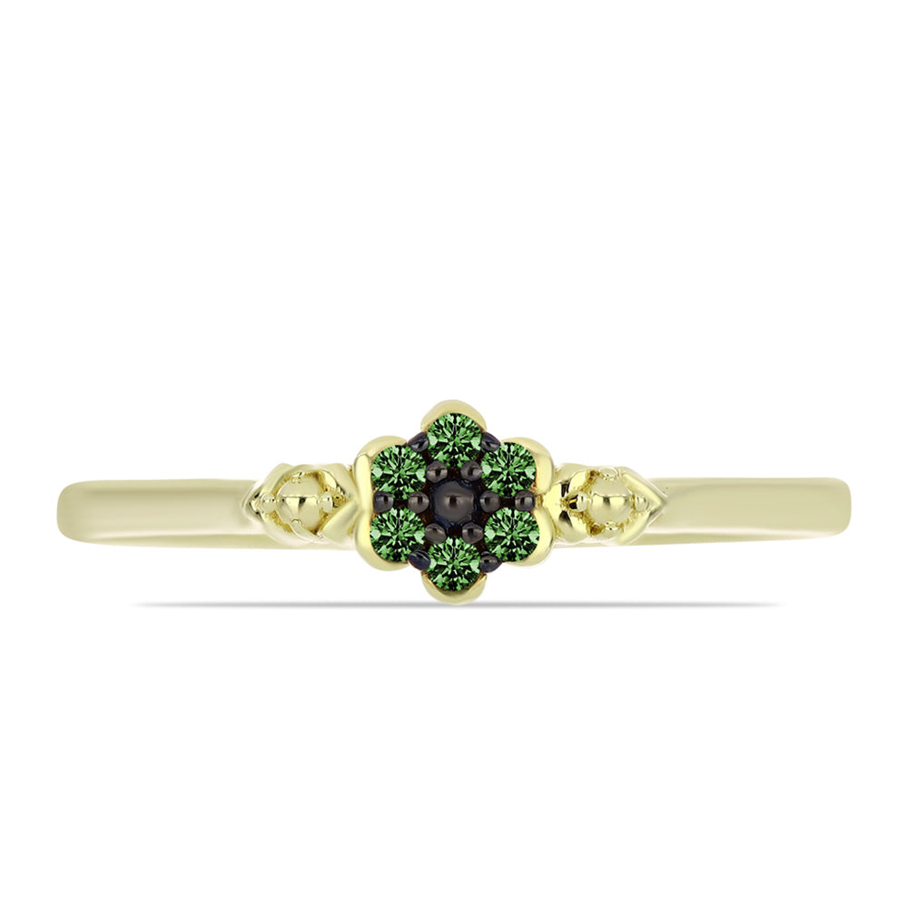 Goldplattierter Silberring mit grünem Diamant