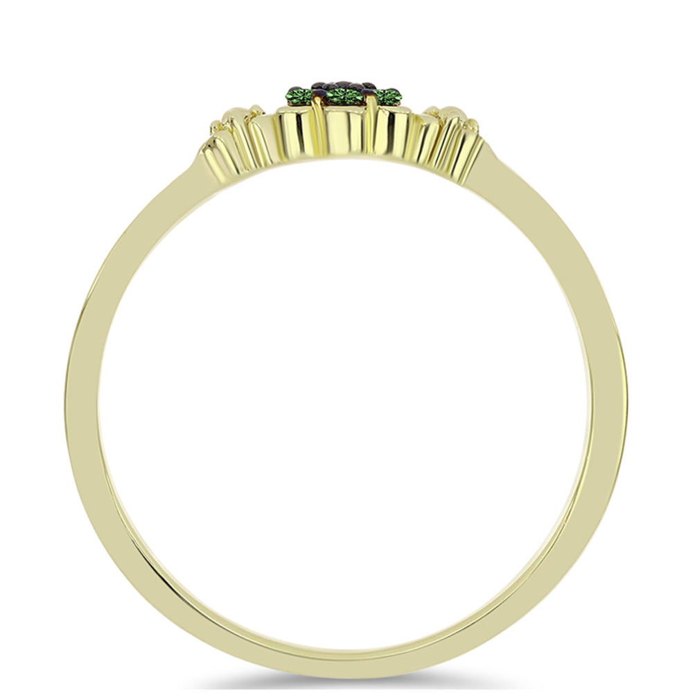 Goldplattierter Silberring mit grünem Diamant