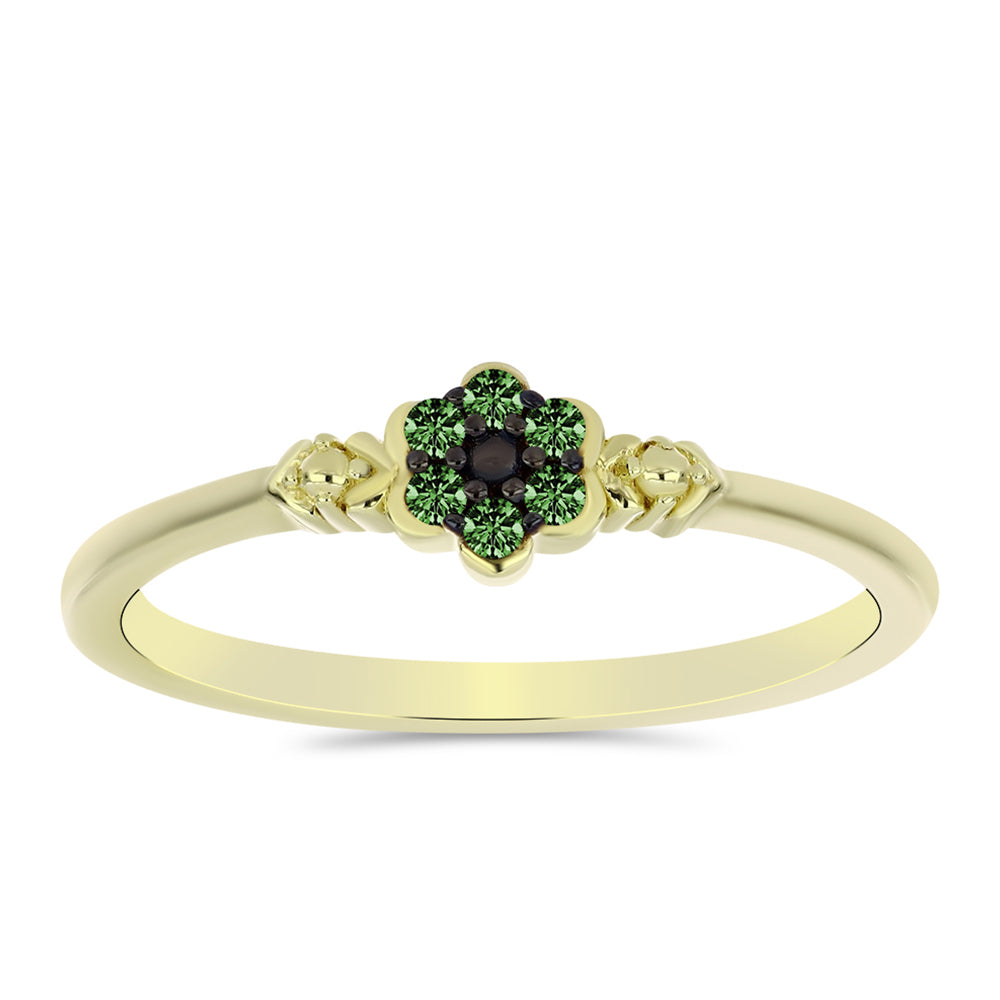 Goldplattierter Silberring mit grünem Diamant