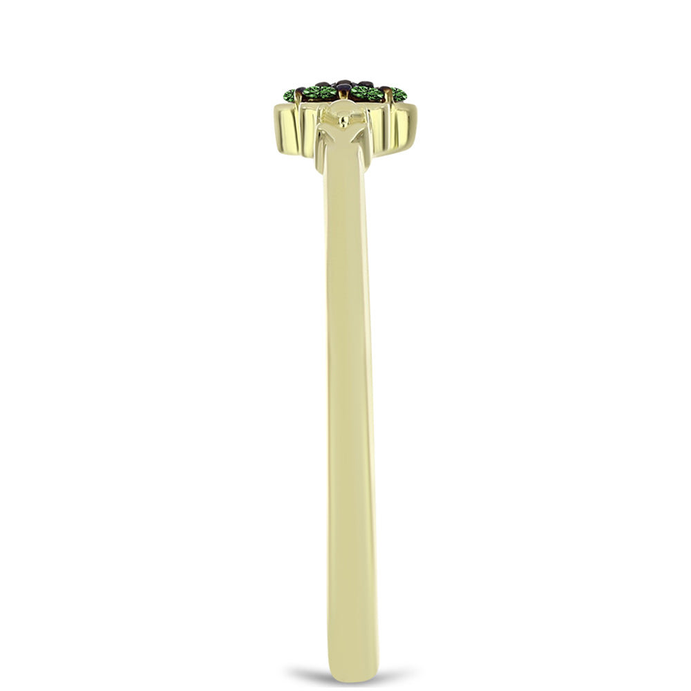 Goldplattierter Silberring mit grünem Diamant