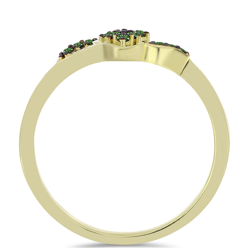 Goldplattierter Silberring mit grünem Diamant