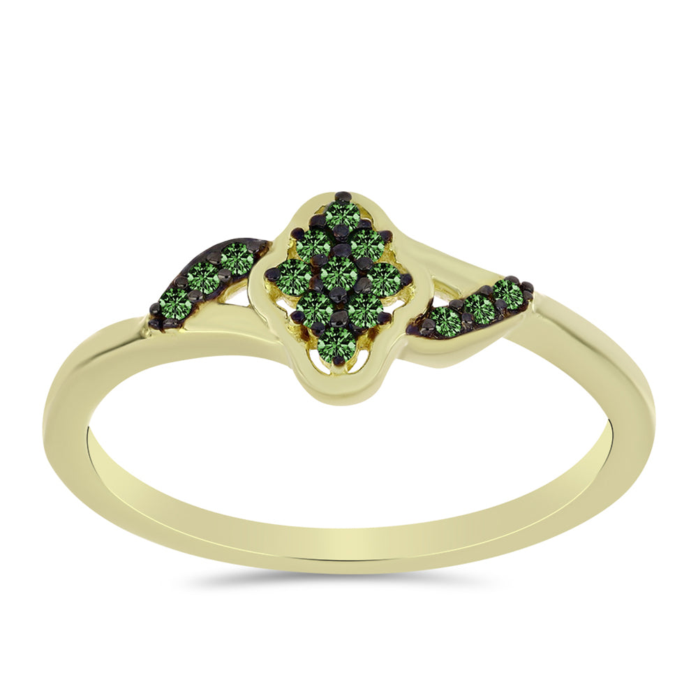 Goldplattierter Silberring mit grünem Diamant