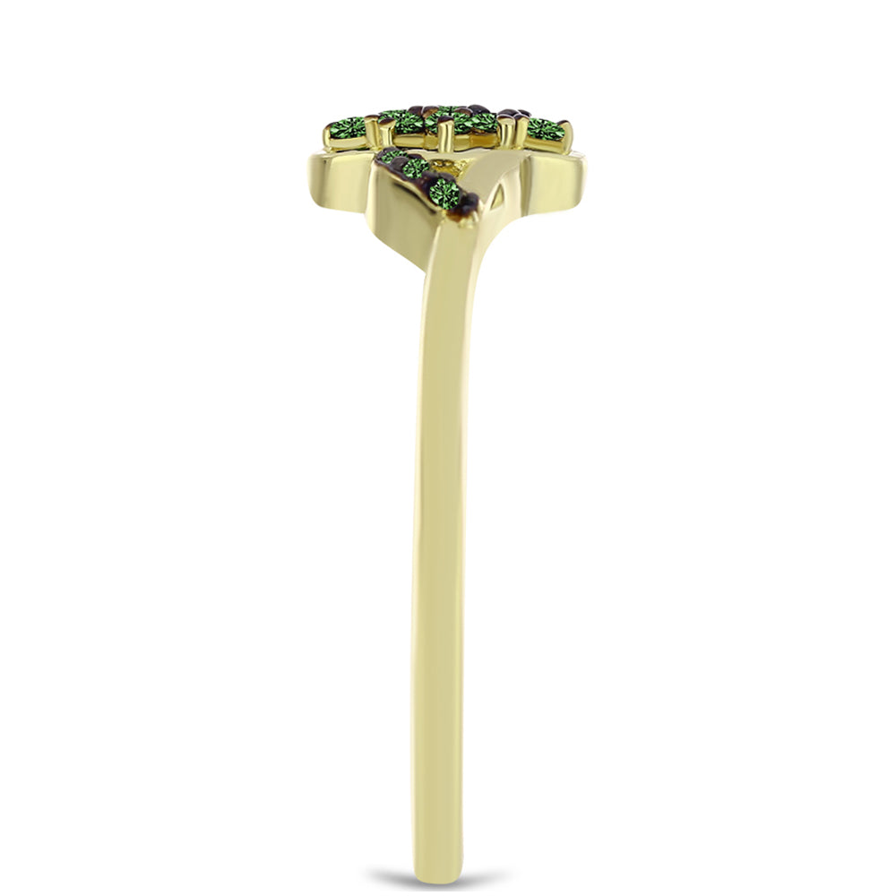 Goldplattierter Silberring mit grünem Diamant