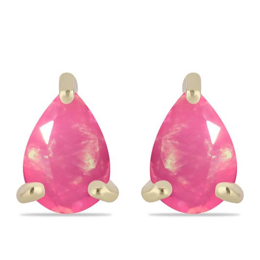 Goldplattierte Silberohrringe mit rosafarbenem äthiopischem Opal aus Lega Dembi