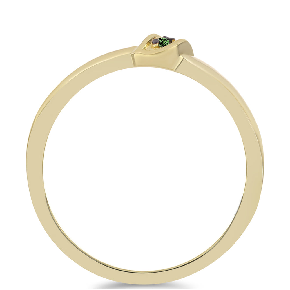 Goldplattierter Silberring mit grünem Diamant
