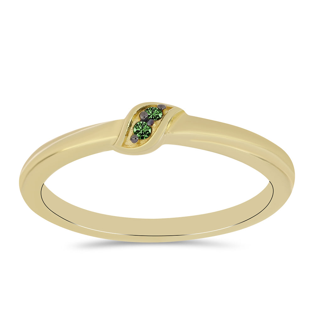 Goldplattierter Silberring mit grünem Diamant