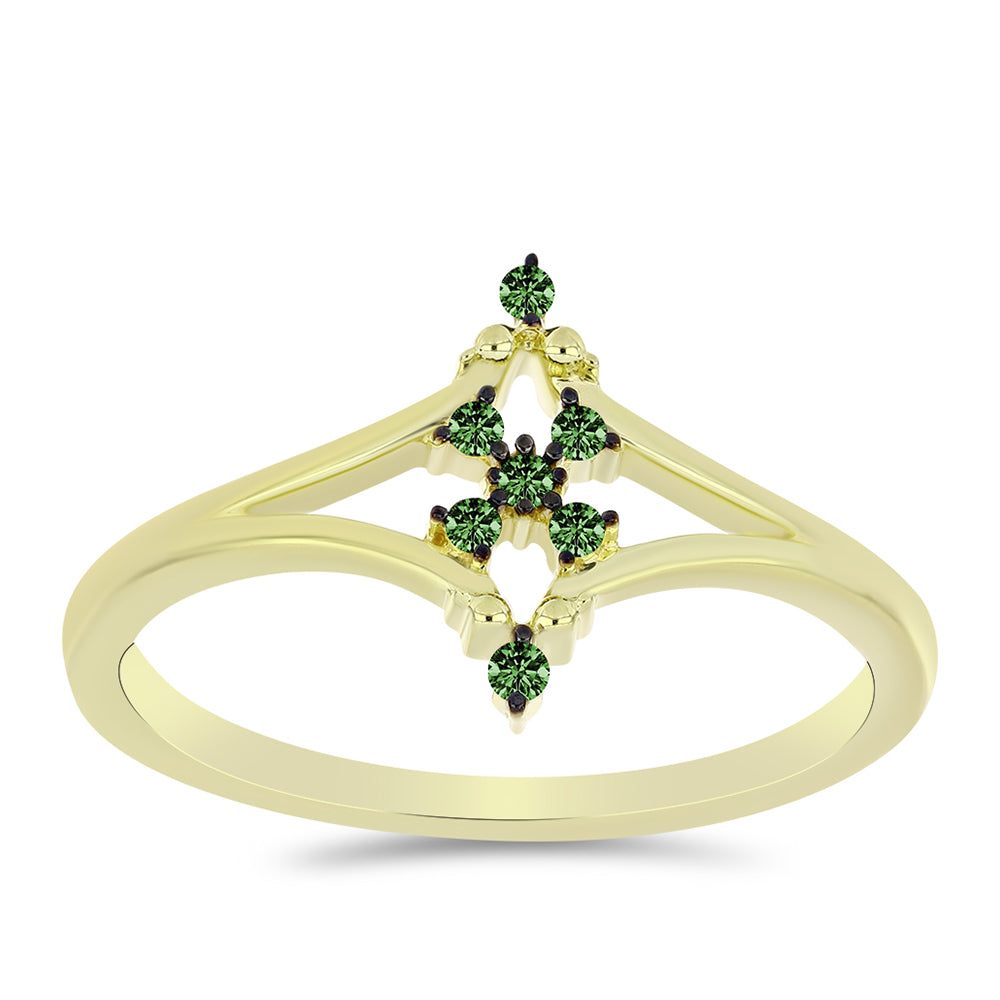 Goldplattierter Silberring mit grünem Diamant