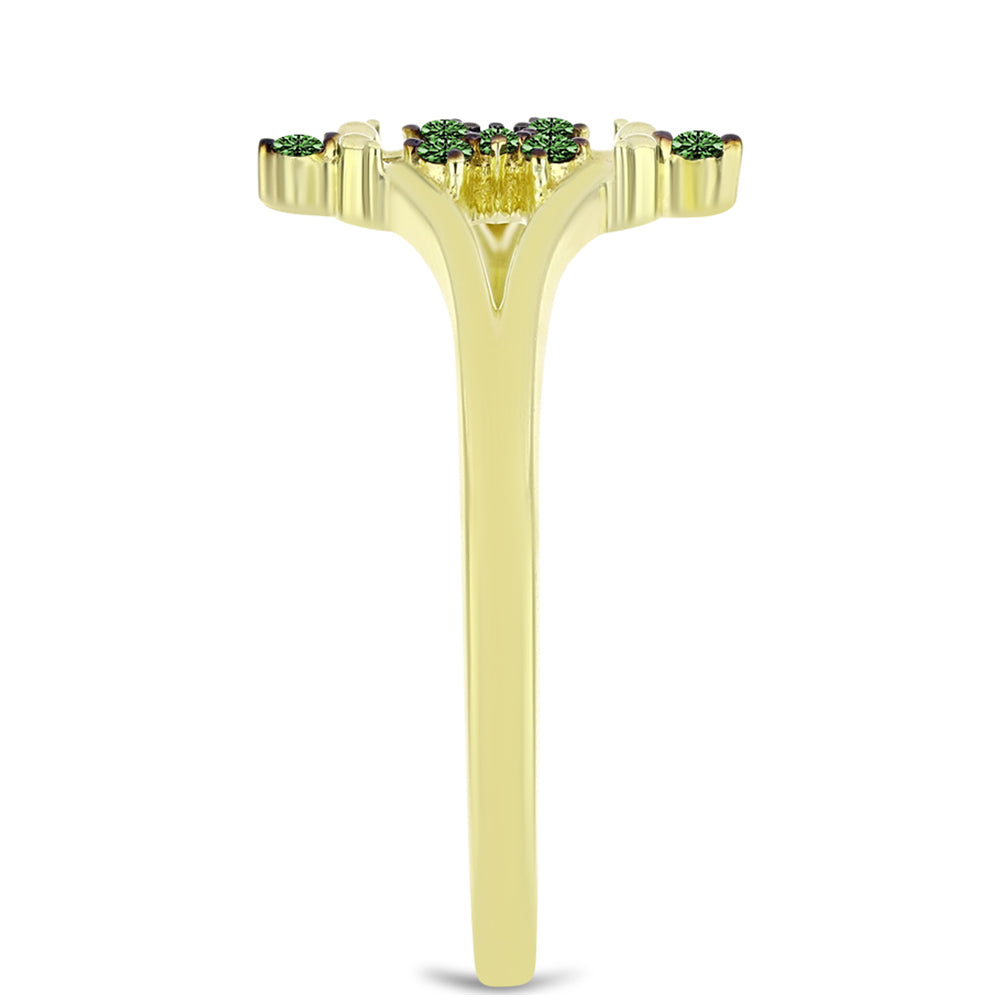 Goldplattierter Silberring mit grünem Diamant