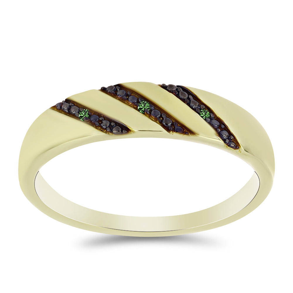 Goldplattierter Silberring mit grünem Diamant