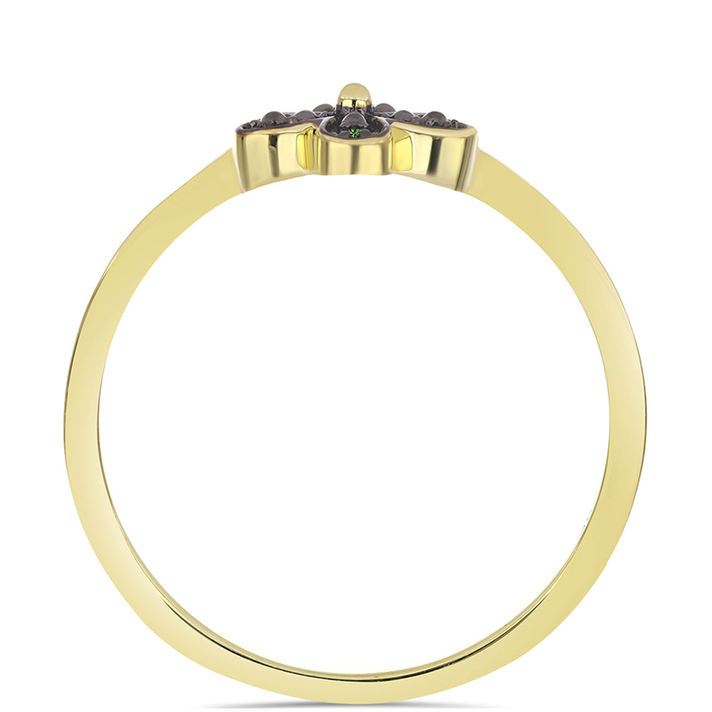 Goldplattierter Silberring mit grünem Diamant