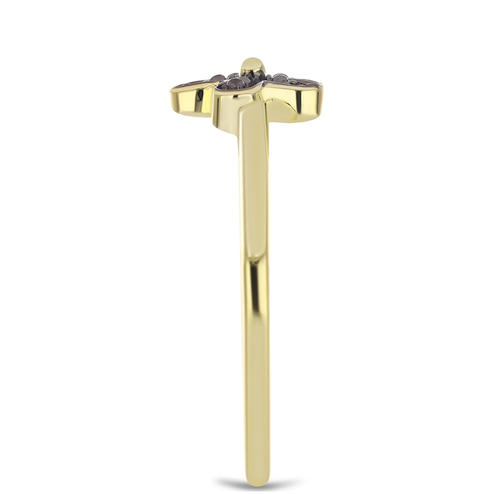 Goldplattierter Silberring mit grünem Diamant