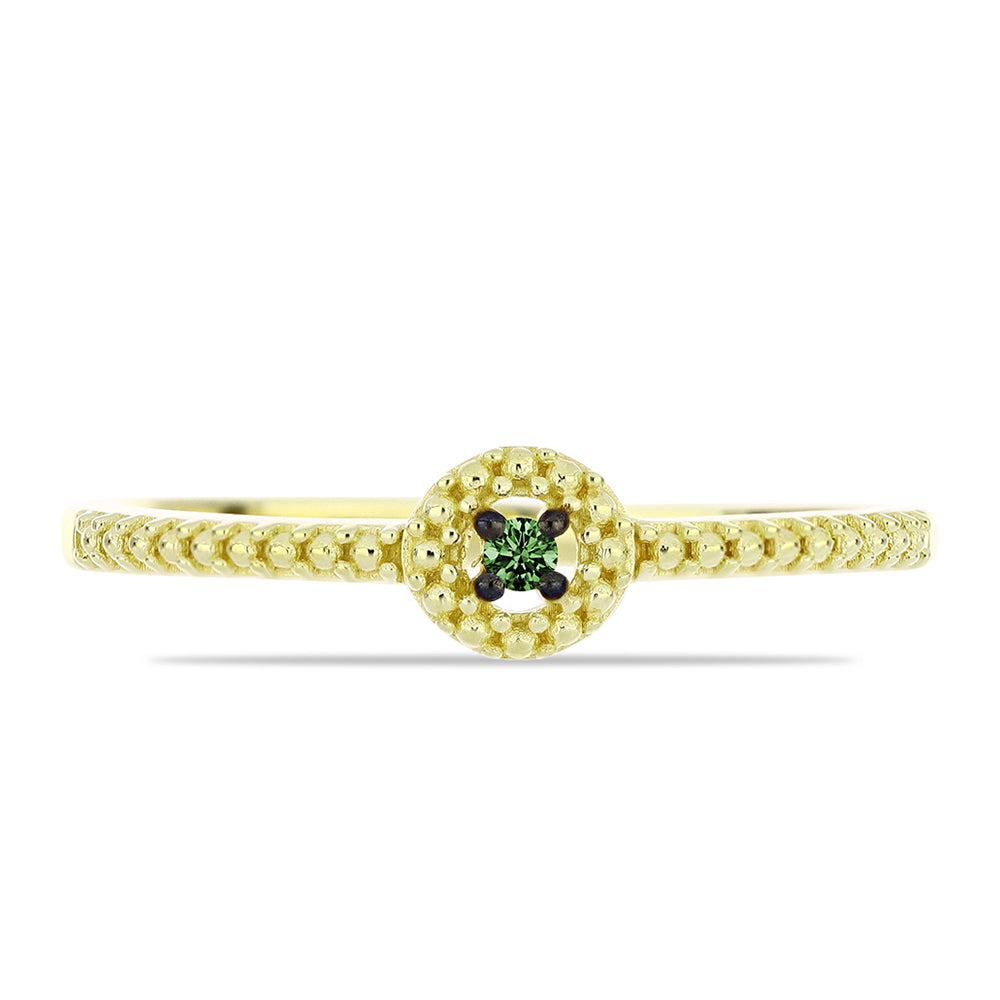 Goldplattierter Silberring mit grünem Diamant