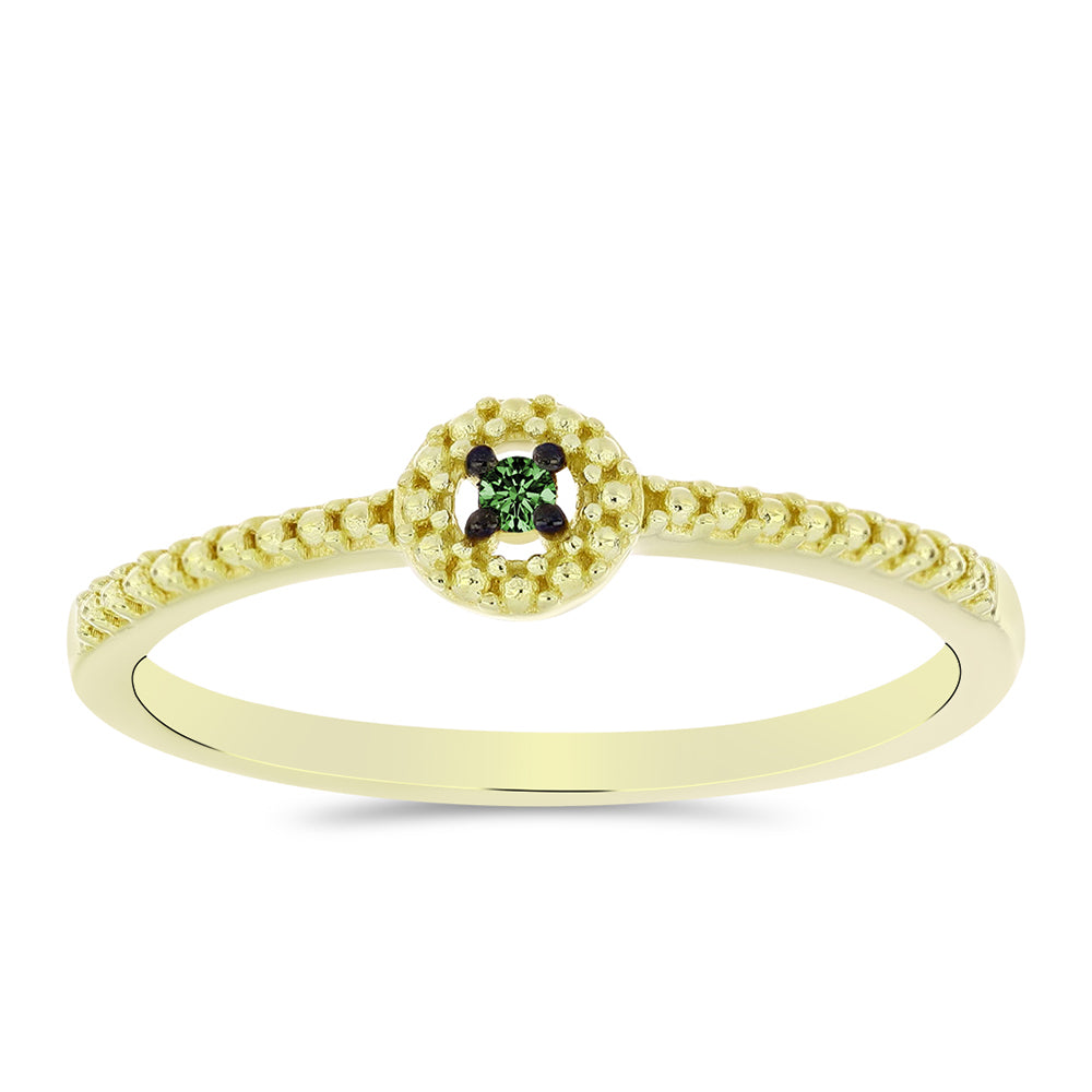 Goldplattierter Silberring mit grünem Diamant