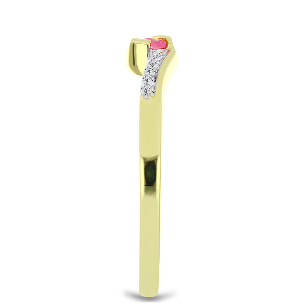 Goldplattierter Silberring mit rosafarbenem äthiopischem Opal aus Lega Dembi und weißem Topas