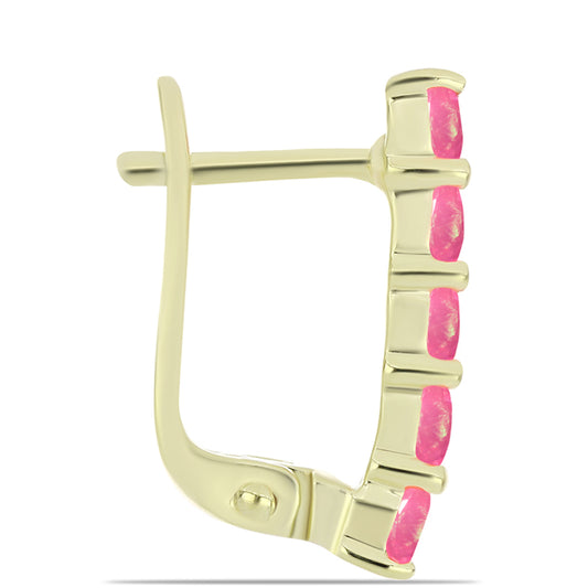 Goldplattierte Silberohrringe mit rosafarbenem äthiopischem Opal aus Lega Dembi