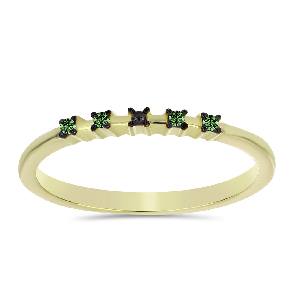 Goldplattierter Silberring mit grünem Diamant