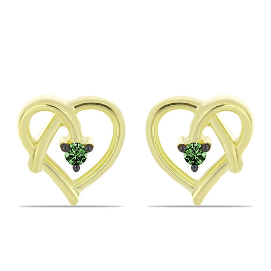 Goldplattierte Silberohrringe mit grünem Diamant